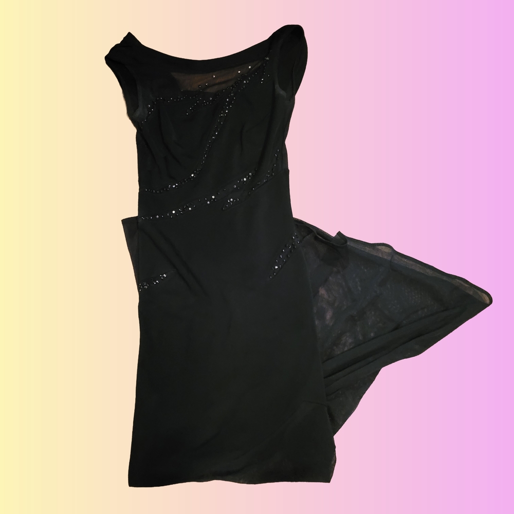 Elegant Black Evening Dress Vintage Goth Tadashi Size Small